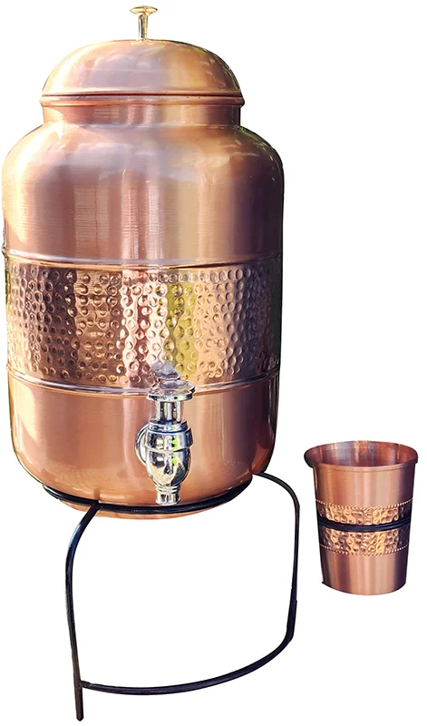 Just Copper Two-Tone Copper Water Dispenser with Cup & Stand