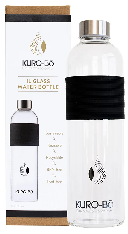 Kuro-Bo Go-Eco Glass Water Bottle 1L