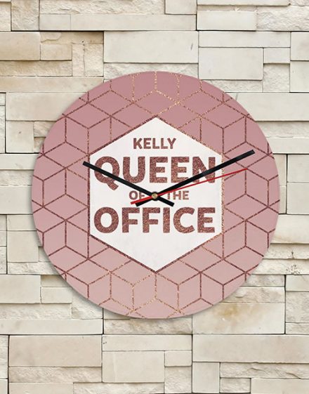 Personalised Queen of the Office MDF Clock