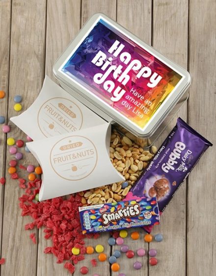Personalised Birthday Colour Snack GiftTin