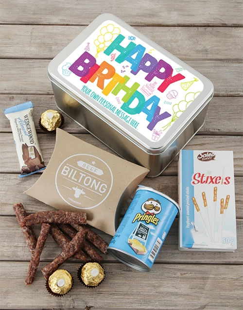 Personalised Happy Birthday Gourmet Gift Tin