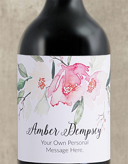 Watercolour Floral Red Personalised Wine