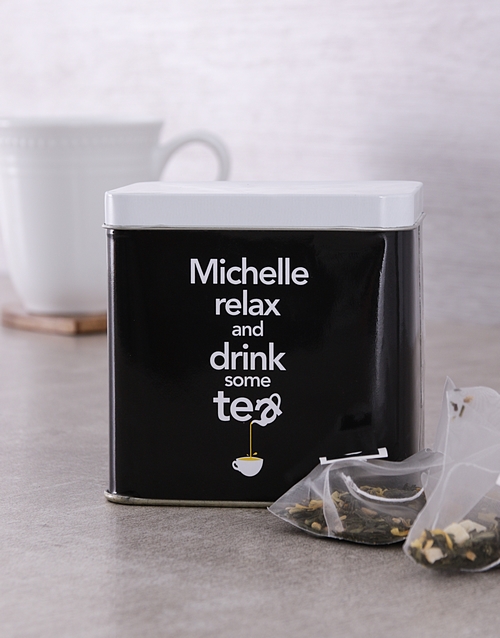 Relax Personalised Tea Gift Tin