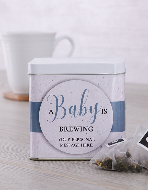 New Baby Personalised Tea Gift Tin