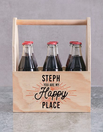 Happy Place Printed Beer Crate Personalised Gift