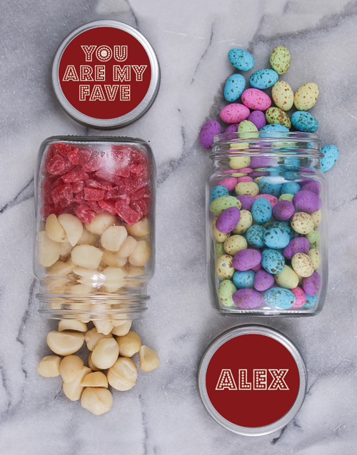 Personalised Fave Fruit and Nut Jar Set