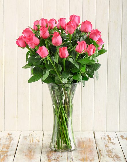 Mother's Day Cerise Roses in a Vase
