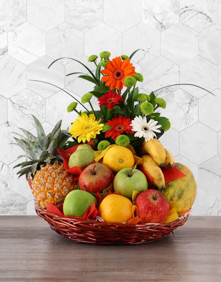 Flower and Fresh Fruit Basket