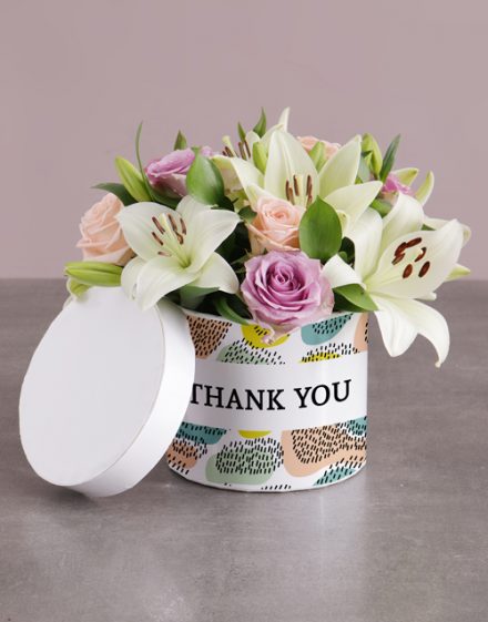 Thank You Floral Bunch in Hatbox