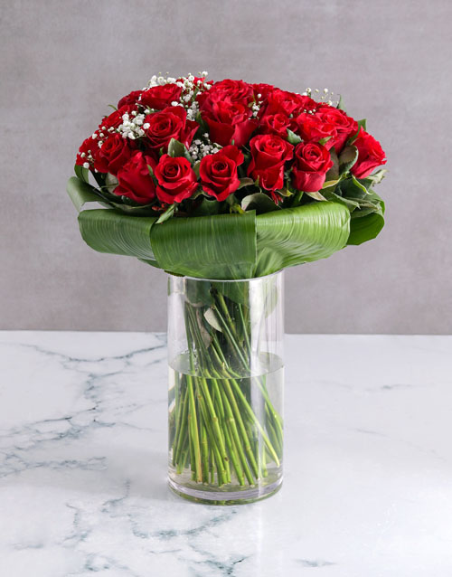 Romantic Red Rose Halo Arrangement