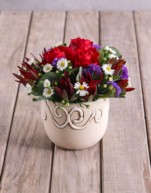 Red Rose Assortment in Ceramic Vase