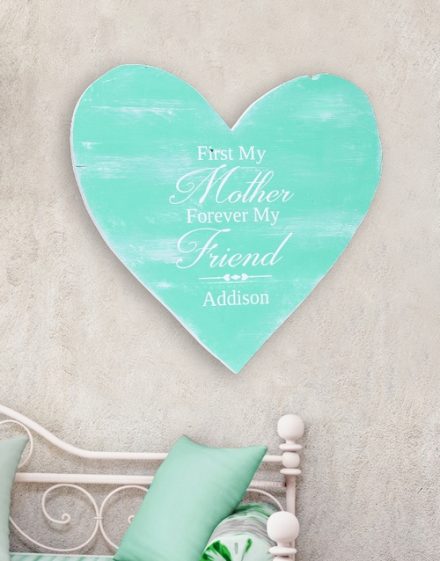 Personalised Mom Forever Wooden Heart