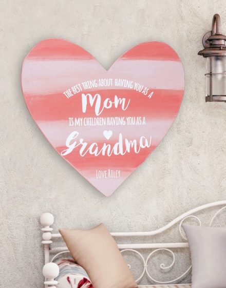 Personalised Mom and Grandma Wooden Heart