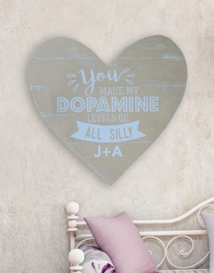 Personalised Dopamine Levels Wooden Heart