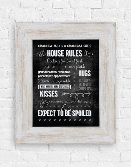 Personalised Grandparents House Rule Black Frame