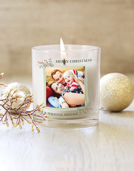 Personalised Merry Christmas Photo Candle