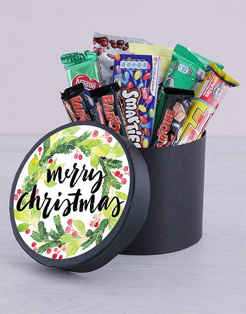 Merry Christmas Wreath Chocolate Hat Box