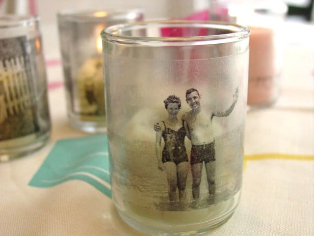 CANDLE HOLDERS DECORATED WITH PHOTOS FOR VALENTINE