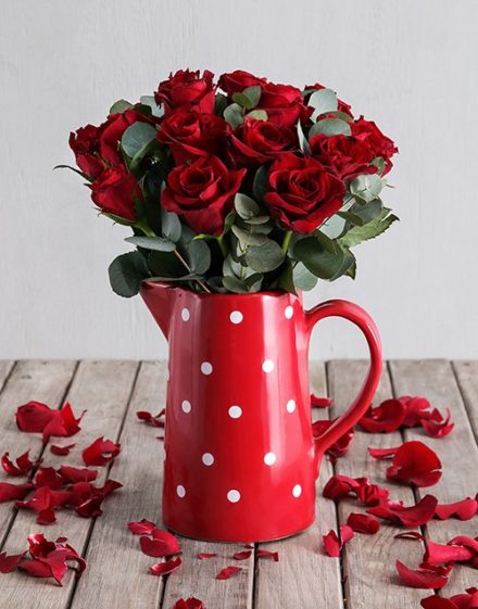 Dotted Red Rose Jug