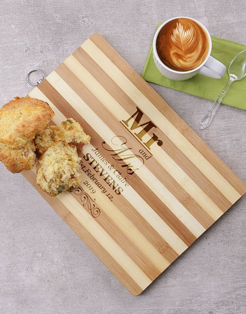 Mr and Mrs Wooden Personalised Chopping Board