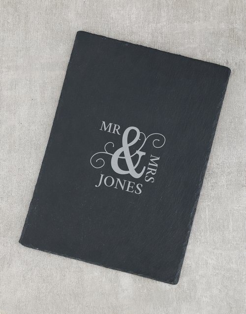 Mr and Mrs Personalised Slate Board