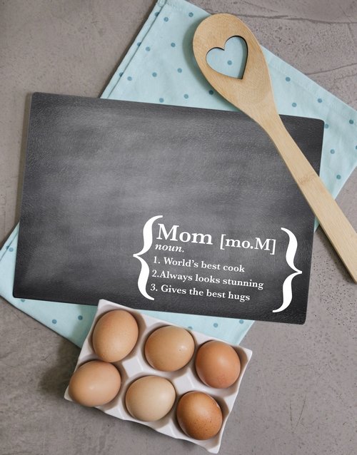 Mom Definition Personalised Glass Chopping Board