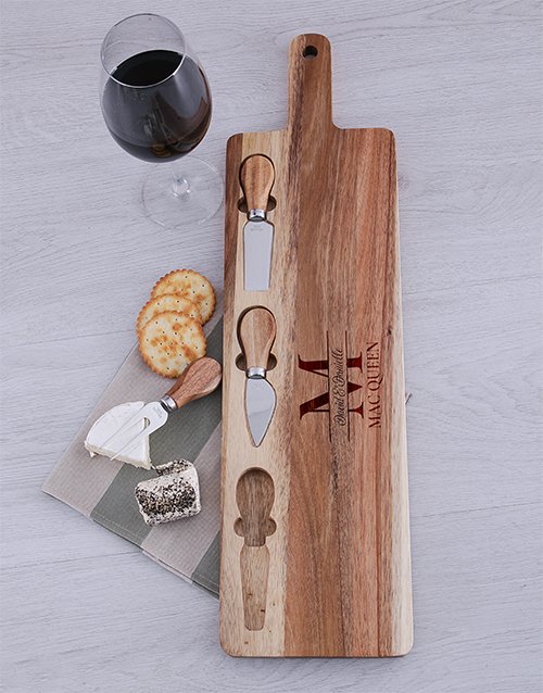 Couples Personalised Cheeseboard with Knives