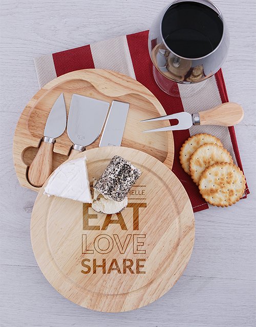 Share Round Personalised Cheeseboard and Knives