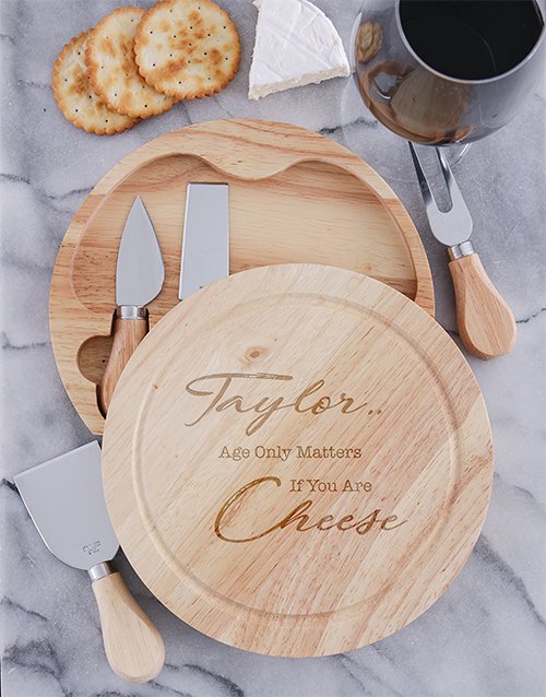 Perfectly Aged Personalised Cheeseboard and Knives