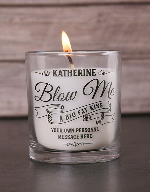 Personalised Blow Me a Kiss Scented Candle