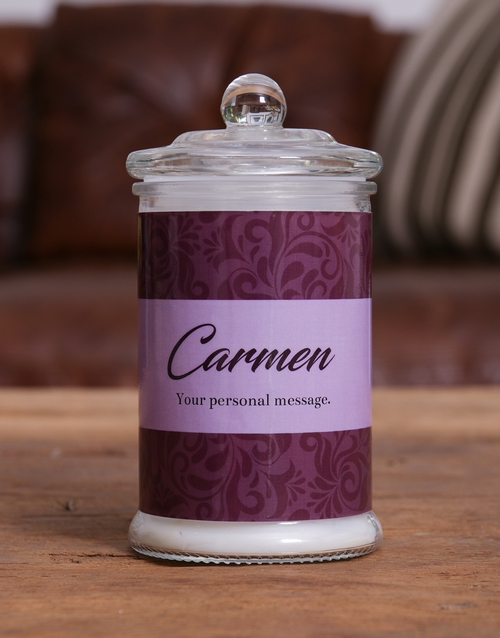 Personalised Purple Scented Candle Jar