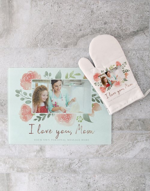 Love Mom Personalised Glass Chopping Board