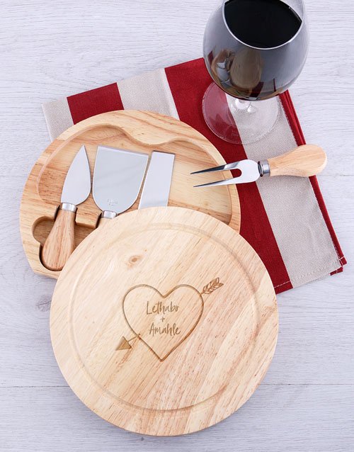 Love Personalised Cheese Board with Knives