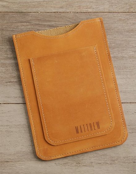 Personalised Tan Leather Tablet Cover