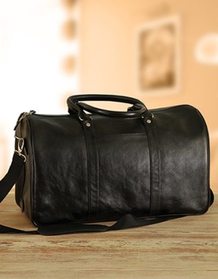 Busby Black Leather Duffel Bag