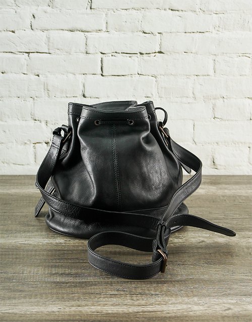 Jinger Jack Milan Black Leather Bucketbag - Hamperlicious