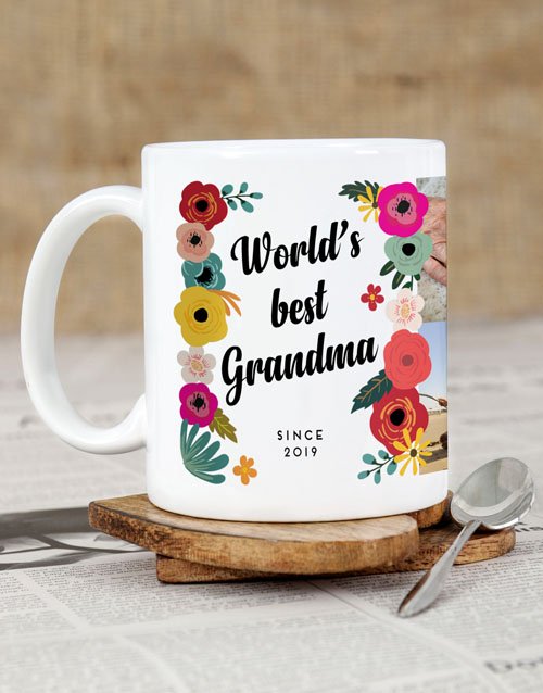 Best Grandma Floral Personalised Mug