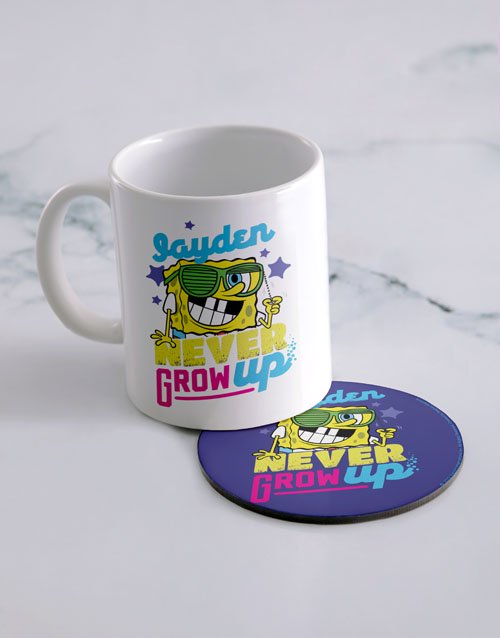 Grow Up SpongeBob Personalised Mug And Coaster