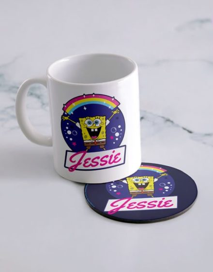 Rainbow Bubbles Personalised Mug And Coaster