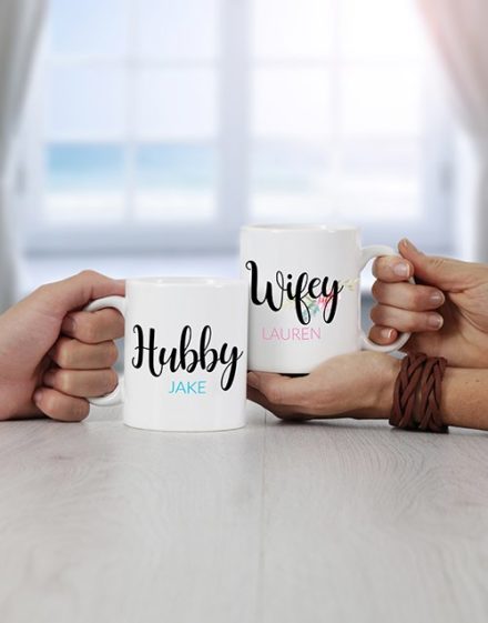 Wife and Hubby Couples Personalised Mug Set