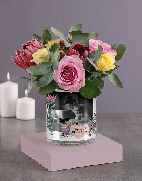 Personalised Florals For Mom Photo Vase