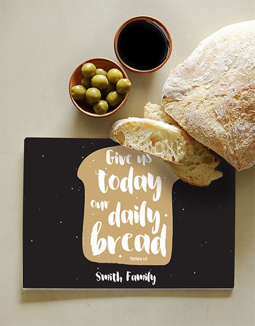 Personalised Daily Bread Glass Chopping Board