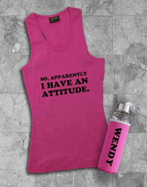 activewear Personalised Attitude Racerback and Water Bottle