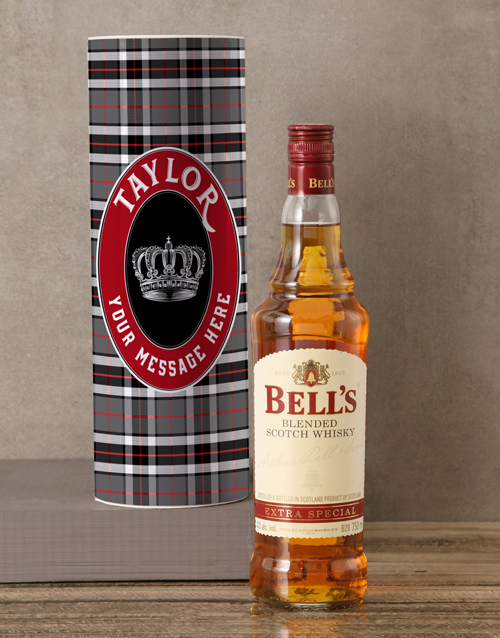 fine-alcohol Personalised Bells Whisky Tartan Tube