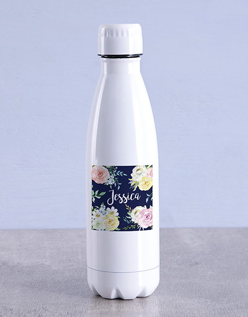 activewear Personalised Floral Water Bottle