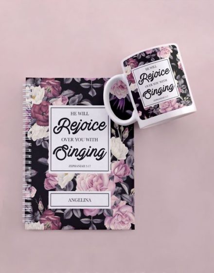 personalised Personalised Rejoice Mug And Notebook