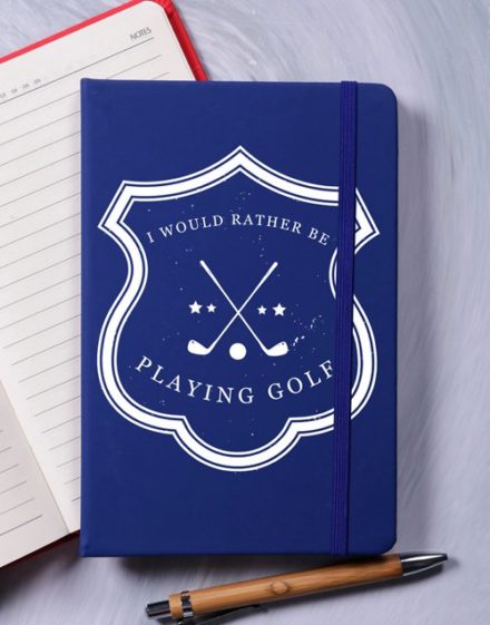personalised Rather Be Golfing A5 Notebook