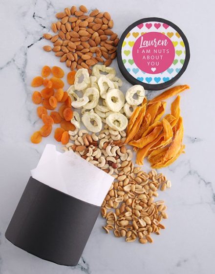 Personalised Nuts About You Fruit And Nuts Hat Box