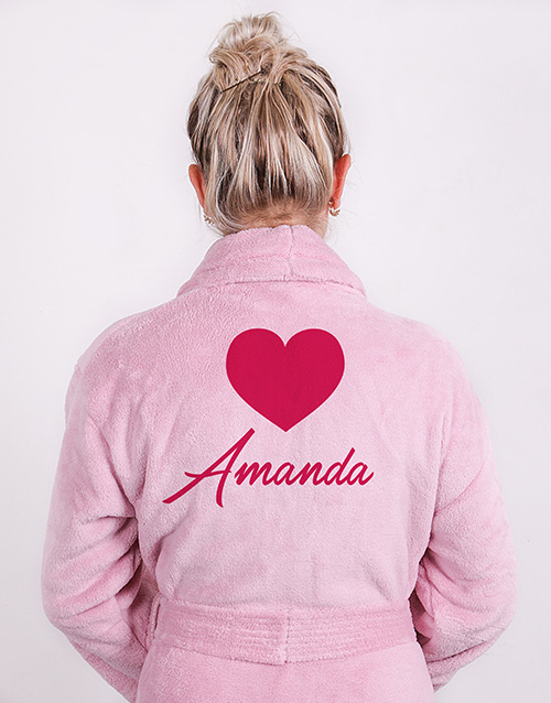 personalised Personalised Pink Heart Fleece Gown