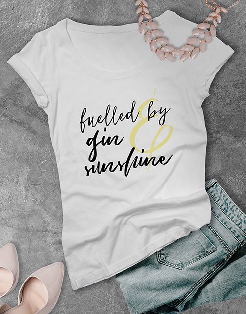 clothing Fueled By Gin And Sunshine Ladies T Shirt